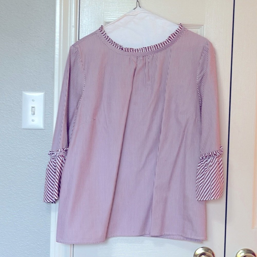 Talbots red and white striped popover.